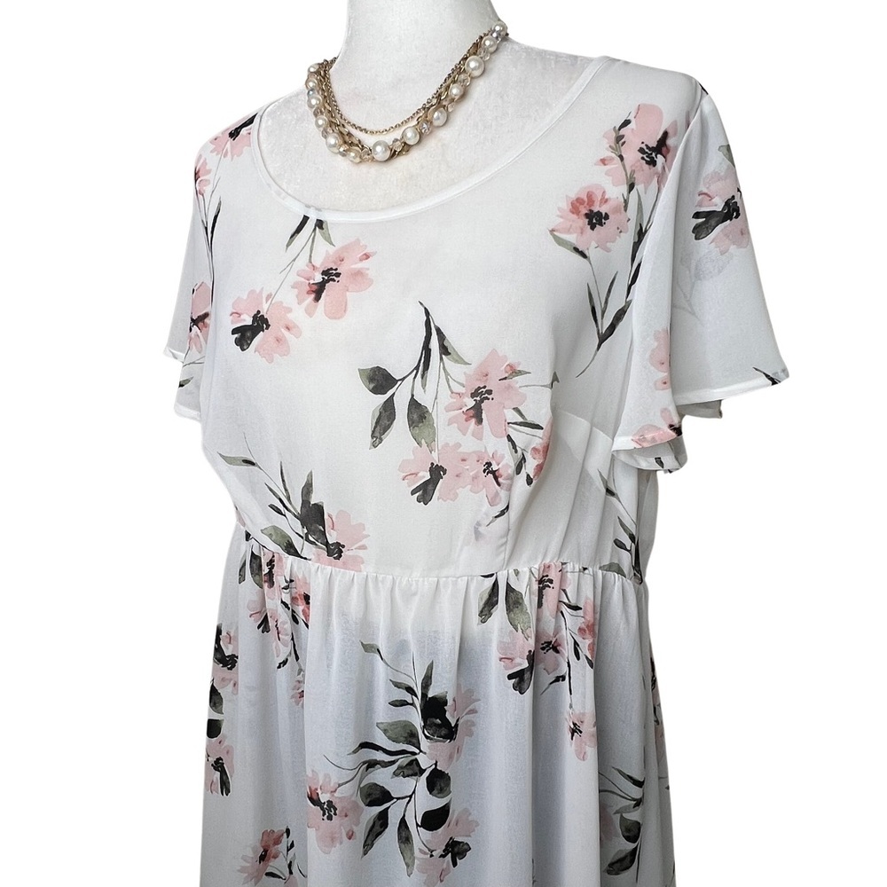 Torrid NEW Tunic Floral Chiffon Hi Lo Ivory White Pink Medium Large 10 M L NWOT - Picture 13 of 13